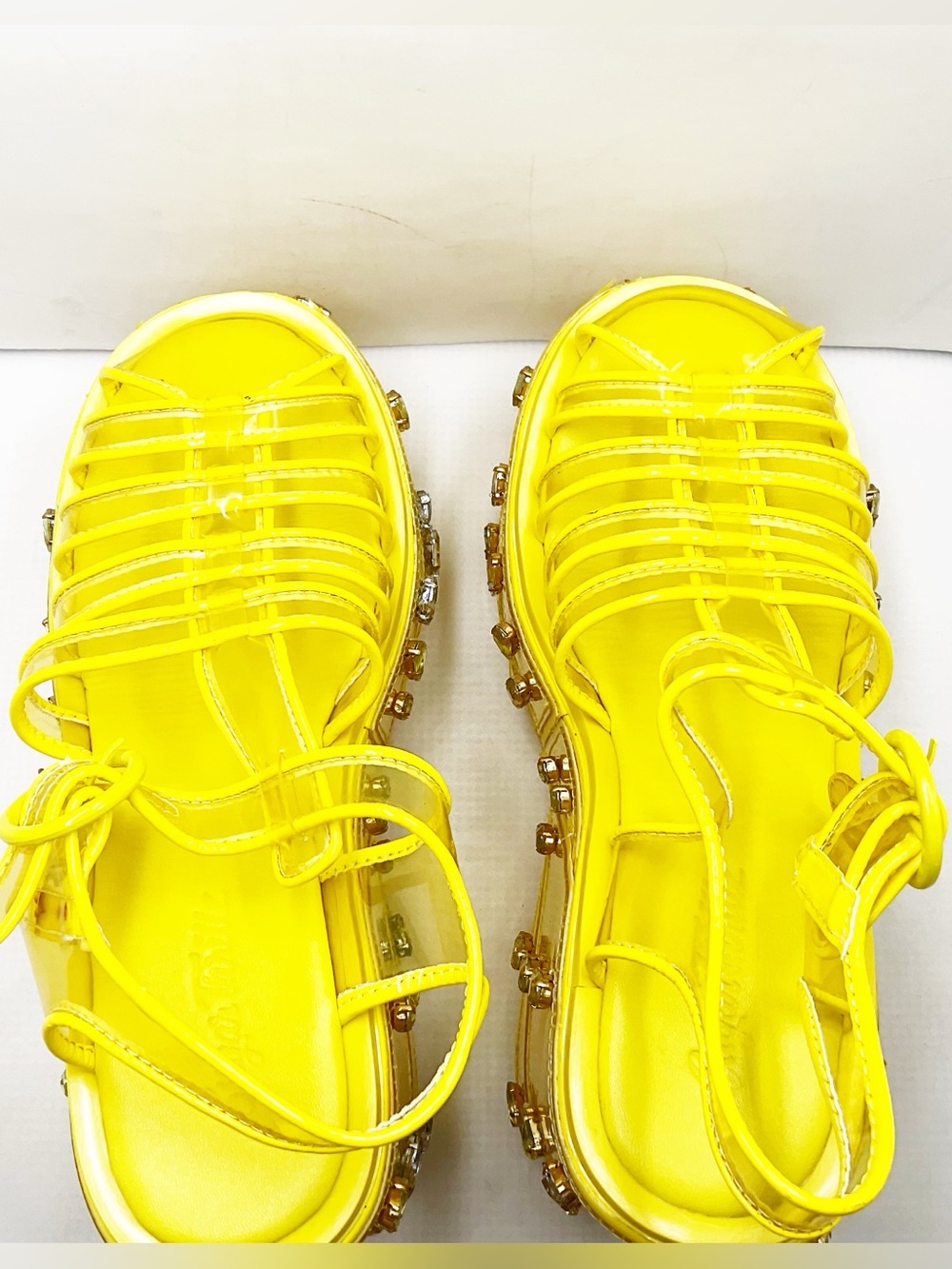 {Sugar Thrillz} Lemon Wedge Sugar Rush Jelly Platform Sandals - Picture 9 of 15